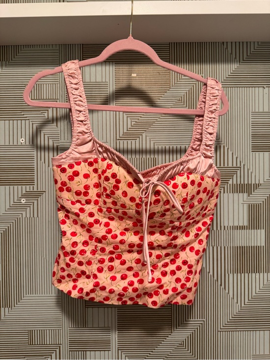 Astr Tops - Astr Cherry Print Pink Sweetheart Camisole